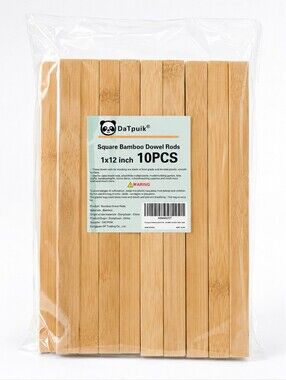 Square Bamboo Dowel Rods 1x12 Inch 10PCS Unfinished Wood Craft Sticks New